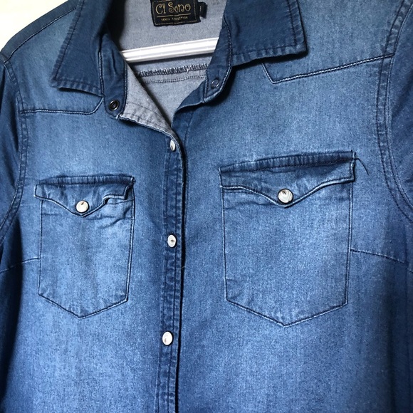 Ci Sono Faux denim Button down shirt - Picture 3 of 7